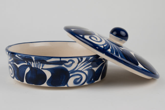 Tortillero de Talavera azul cobalto