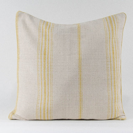 Cojín decorativo beige con rayas amarillas — MODELO #040411