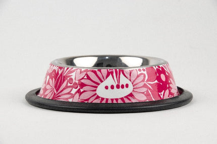 Plato de acero inoxidable para mascota pintado a mano - rosa MODELO #030404