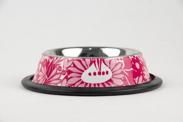 Plato de acero inoxidable para mascota pintado a mano - rosa MODELO #030404