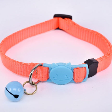 Collar para gato con cascabel - naranja flúor y azul claro MODELO #030805
