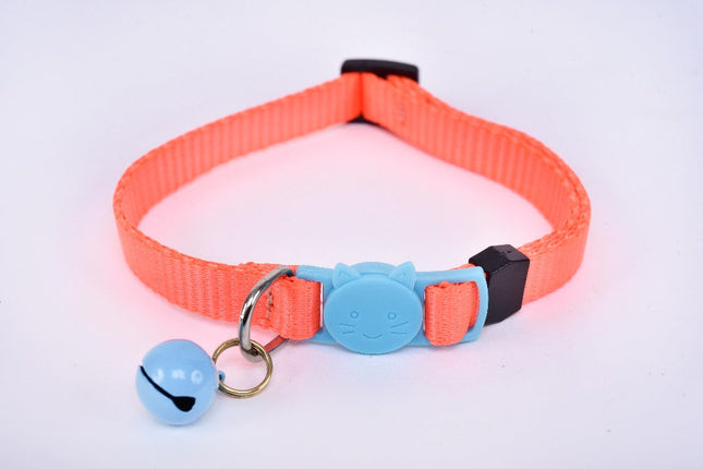 Collar para gato con cascabel - naranja flúor y azul claro MODELO #030805
