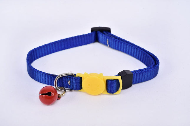 Collar para gato con cascabel - azul marino y amarillo MODELO #030802