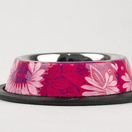 Plato de acero inoxidable para mascota pintado a mano - rosa MODELO #030403