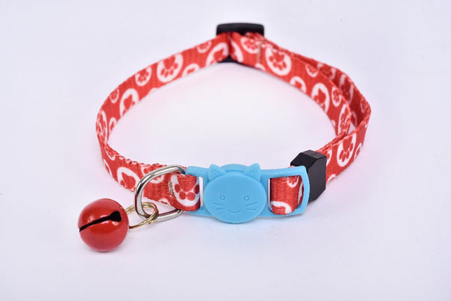 Collar para gato con cascabel - rojo y azul claro MODELO #030810