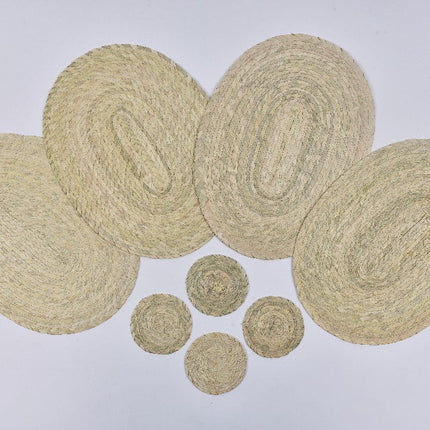 Set de individuales y posavasos de hoja de palma — MODELO #043104