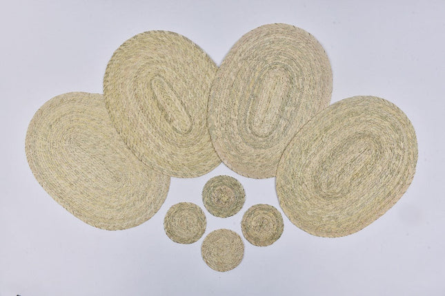 Set de individuales y posavasos de hoja de palma — MODELO #043104