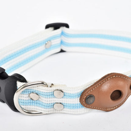 Collar para perro raza grande con compartimento para Airtag Joker - Aqua y blanco MODELO #031205
