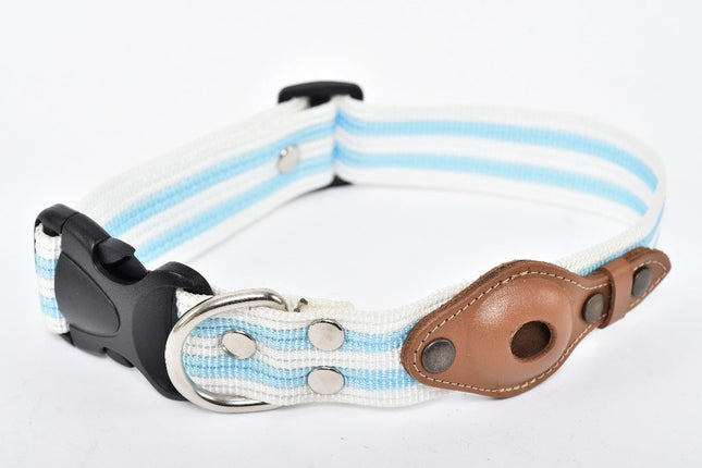 Collar para perro raza grande con compartimento para Airtag Joker - Aqua y blanco MODELO #031205