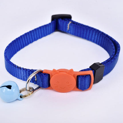 Collar para gato con cascabel - azul marino y naranja MODELO #030809