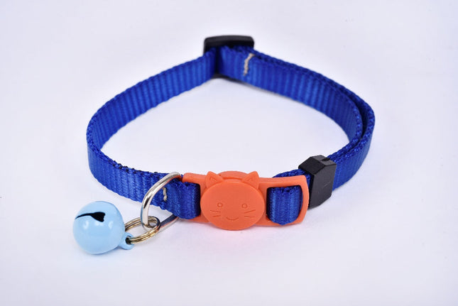 Collar para gato con cascabel - azul marino y naranja MODELO #030809