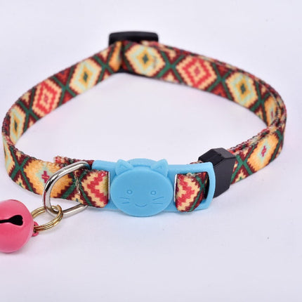 Collar para gato con cascabel - café y azul claro MODELO #030806