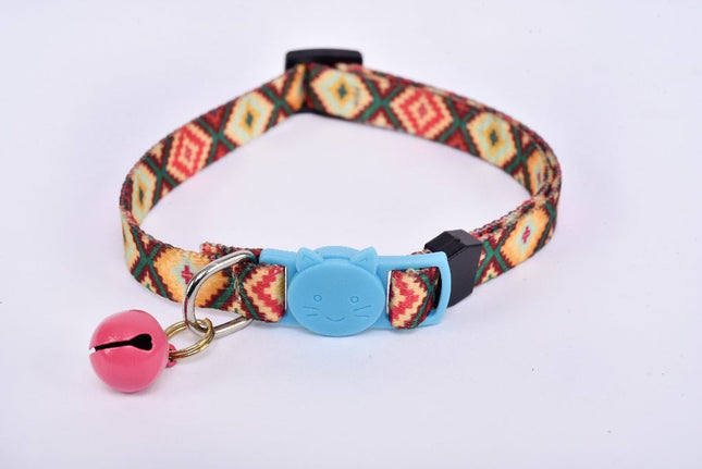 Collar para gato con cascabel - café y azul claro MODELO #030806