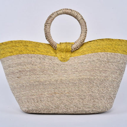 Bolsa de palma Jumbo con franja color Amarillo