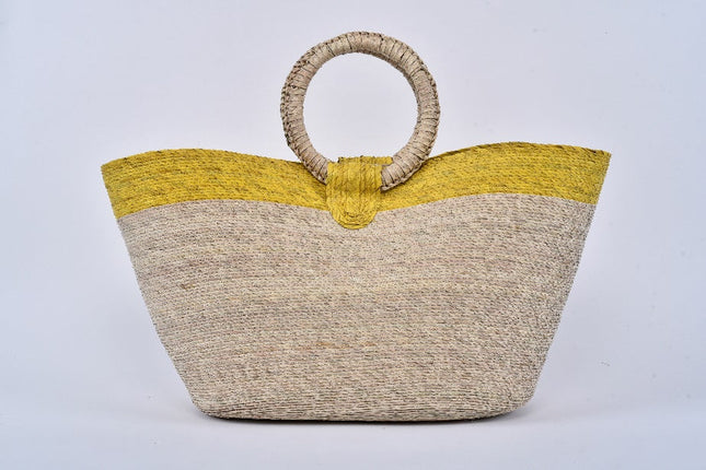 Bolsa de palma Jumbo con franja color Amarillo