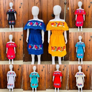 Vestido bordado tradicional para niña, 4-6 años MODELO #120301