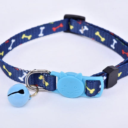 Collar para gato con cascabel - azul marino y azul claro MODELO #030803