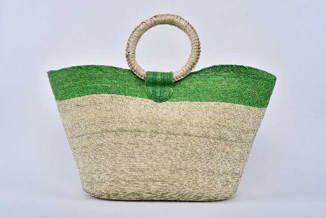 Bolsa de palma Jumbo con franja color Verde