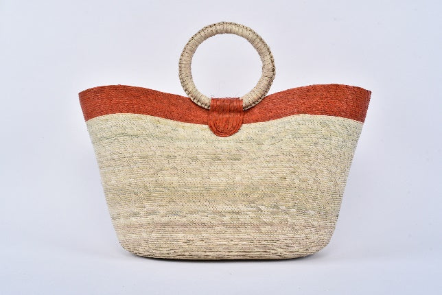 Bolsa de palma Jumbo con franja color Naranja