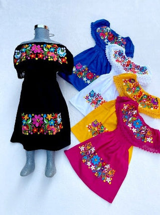 Vestido bordado a mano para niña, tallas 6-8-10 años MODELO #120401