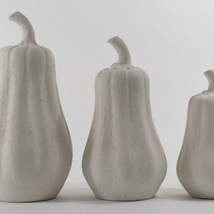 Set de 3 calabazas decorativas de barro blanco — MODELO #0406
