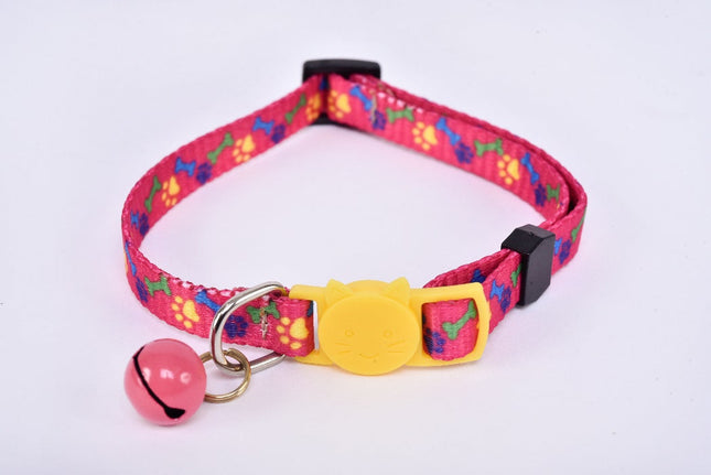 Collar para gato con cascabel - rosa y amarillo MODELO #030804