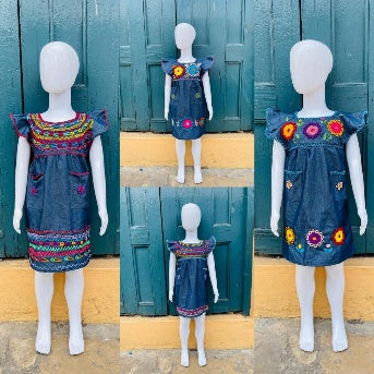 Vestido bordado tradicional para niña, 4-6 años MODELO #120201