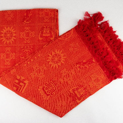 Mantel bordado en telar color terracota — MODELO #041001