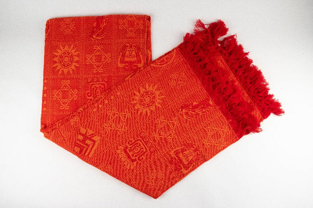 Mantel bordado en telar color terracota — MODELO #041001