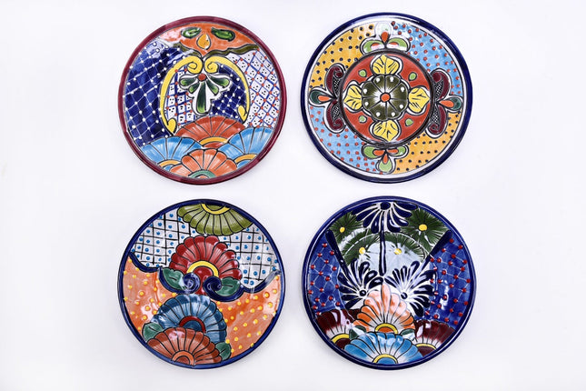 Set de 4 platos decorativos de Talavera — MODELO #0419