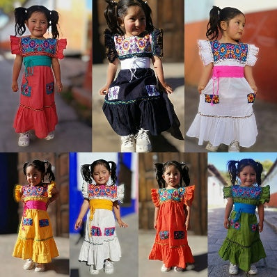 Falda bordada para niña, 3-4 años MODELO #1209