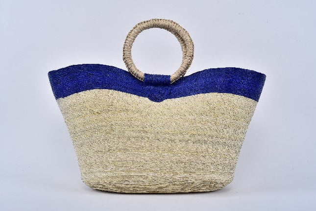 Bolsa de palma Jumbo con franja color Azul