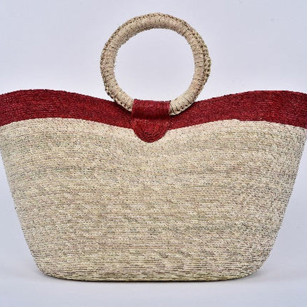 Bolsa de palma Jumbo con franja color Rojo