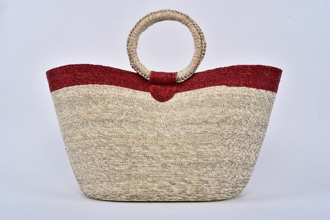 Bolsa de palma Jumbo con franja color Rojo