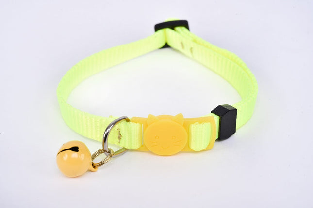 Collar para gato con cascabel - verde flúor y amarillo MODELO #030812