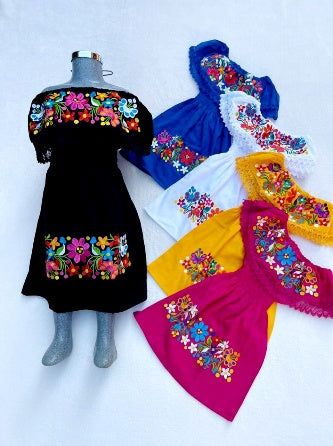Vestido bordado a mano para niña, tallas 1-2-4 años MODELO #1204