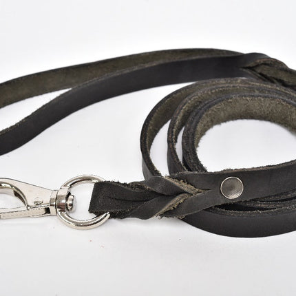 Correa de piel para perro - Negro MODELO #0302-BK