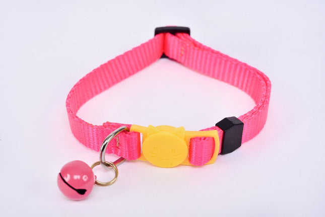 Collar para gato con cascabel - rosa claro y amarillo MODELO #030811