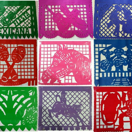 Set de papel picado mexicano para decoración (modelo 4) MODELO #090404