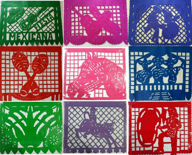 Set de papel picado mexicano para decoración (modelo 4) MODELO #090404