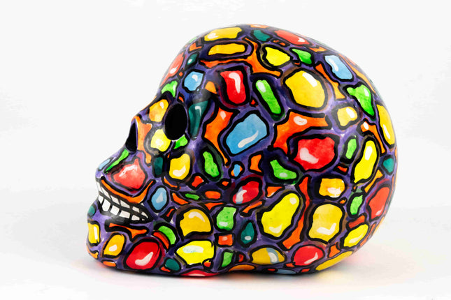 Calavera decorativa de barro Oaxaca — MODELO #0414